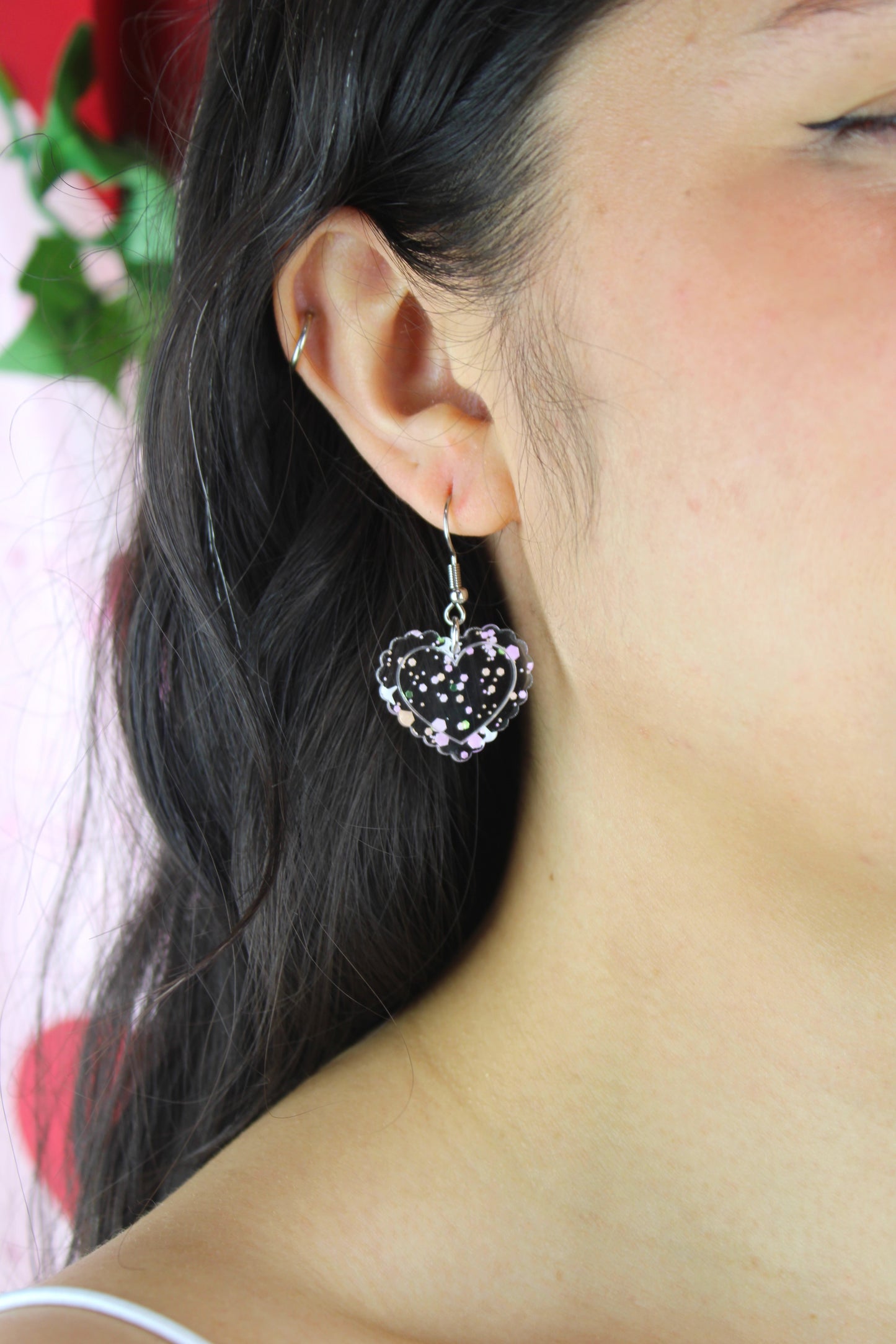 Pastel Confetti Heart Earrings