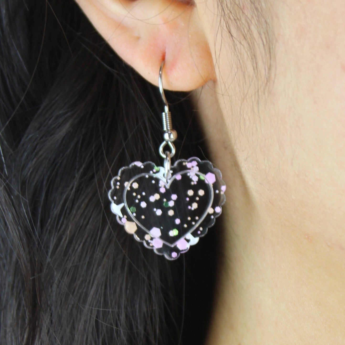 Pastel Confetti Heart Earrings