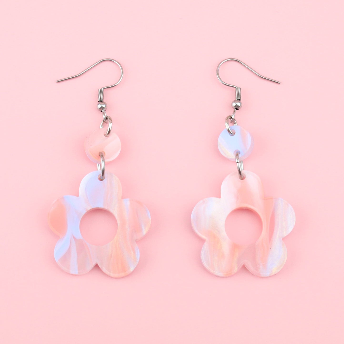Pastel Peach Flower Power Earrings