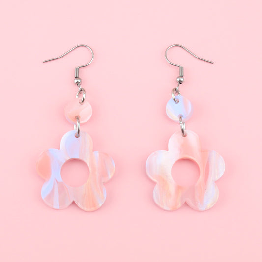 Pastel Peach Flower Power Earrings