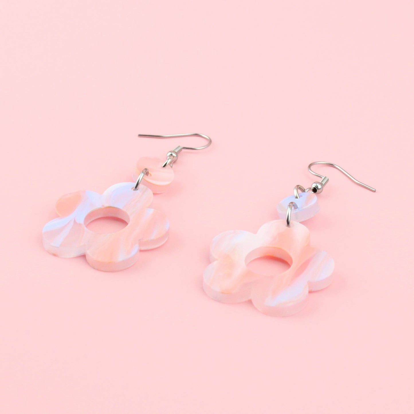 Pastel Peach Flower Power Earrings