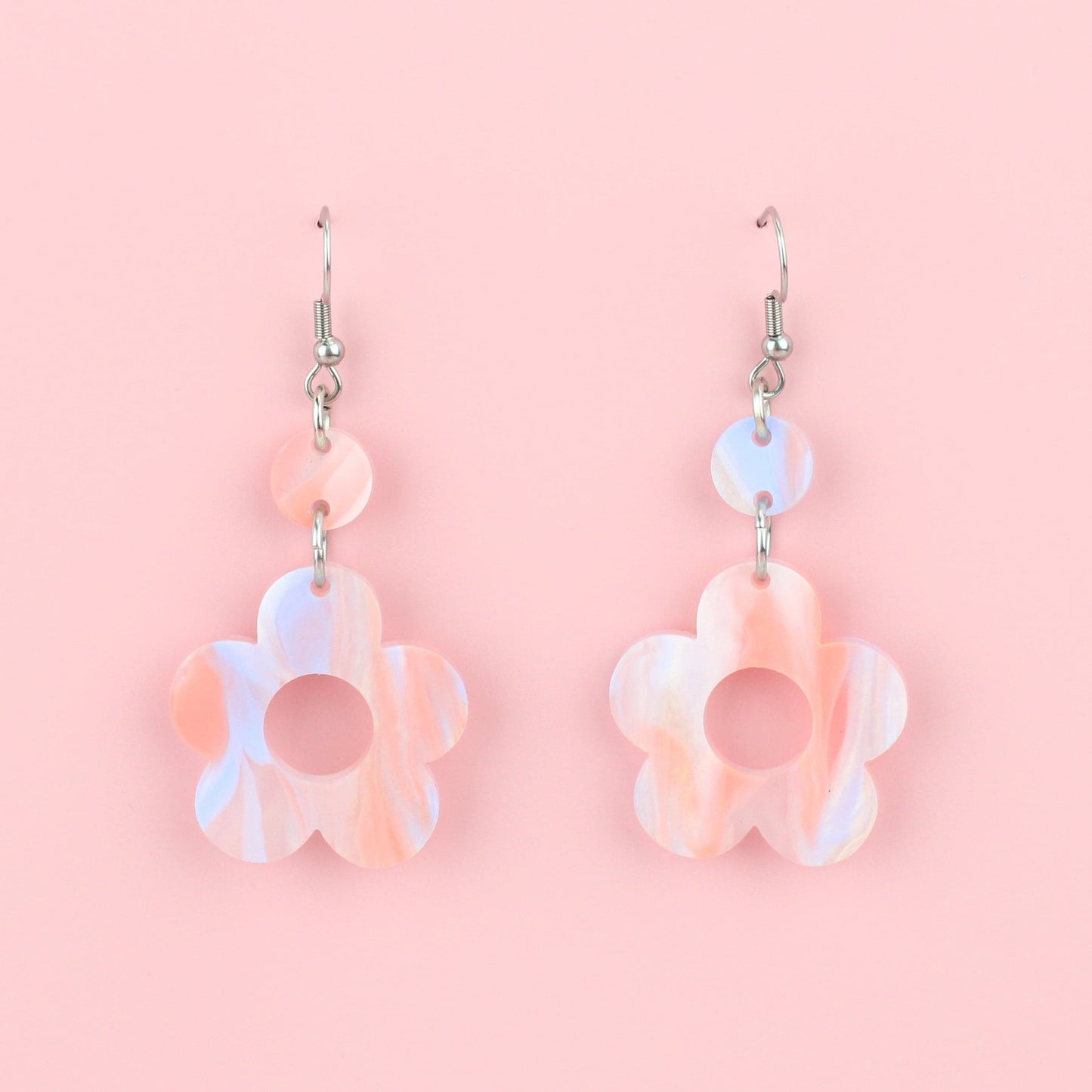Pastel Peach Flower Power Earrings