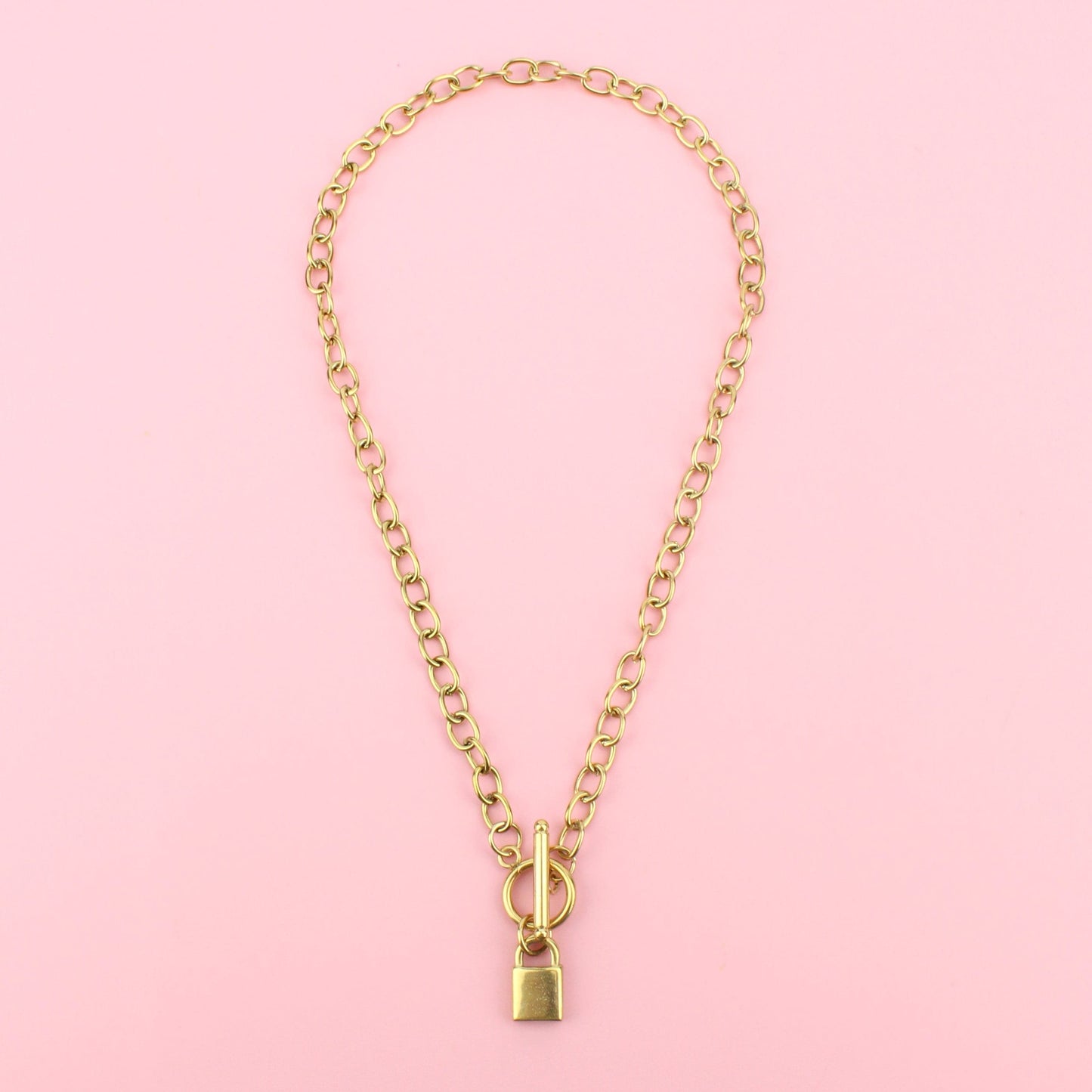 Padlock Chain Necklace (Gold Plated)