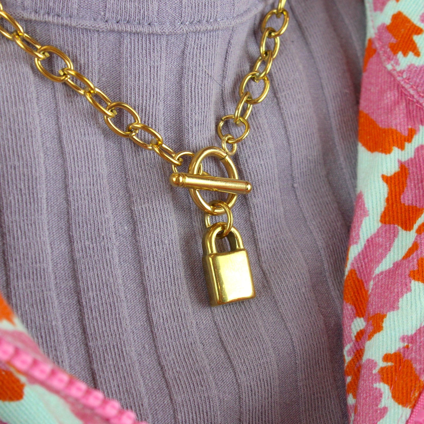 Padlock Chain Necklace (Gold Plated)