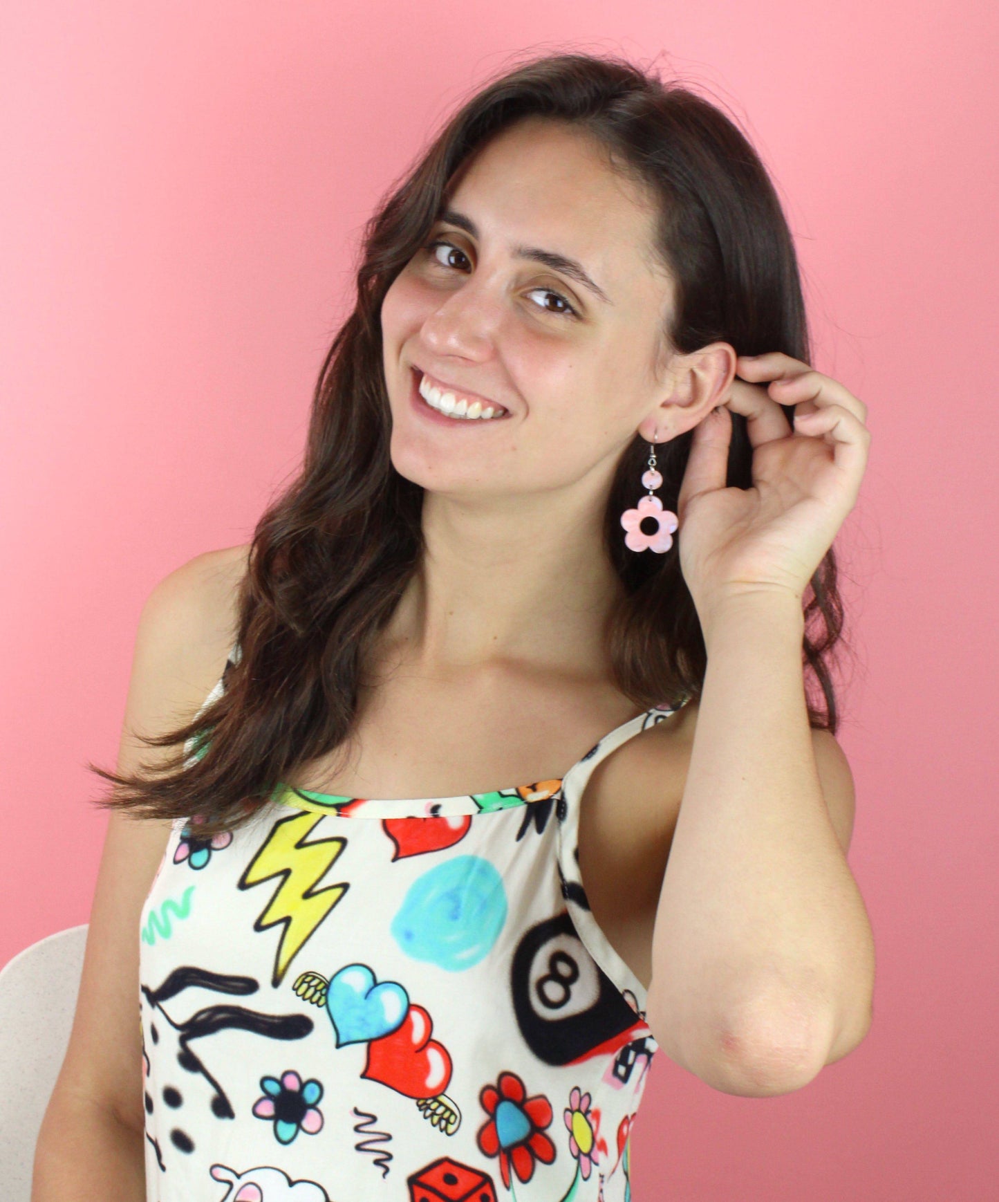 Pastel Peach Flower Power Earrings