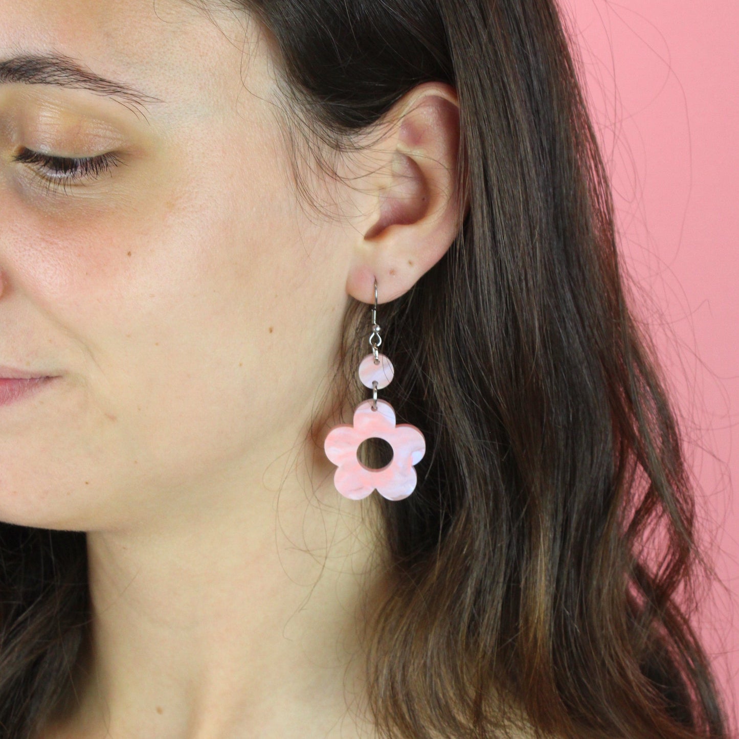 Pastel Peach Flower Power Earrings