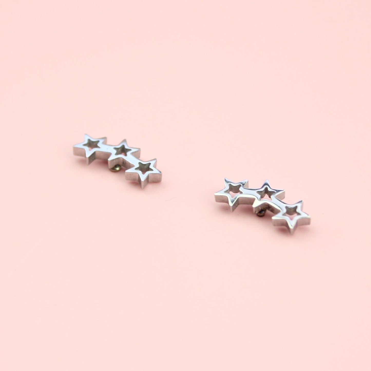 Open Triple Star Stud Earrings