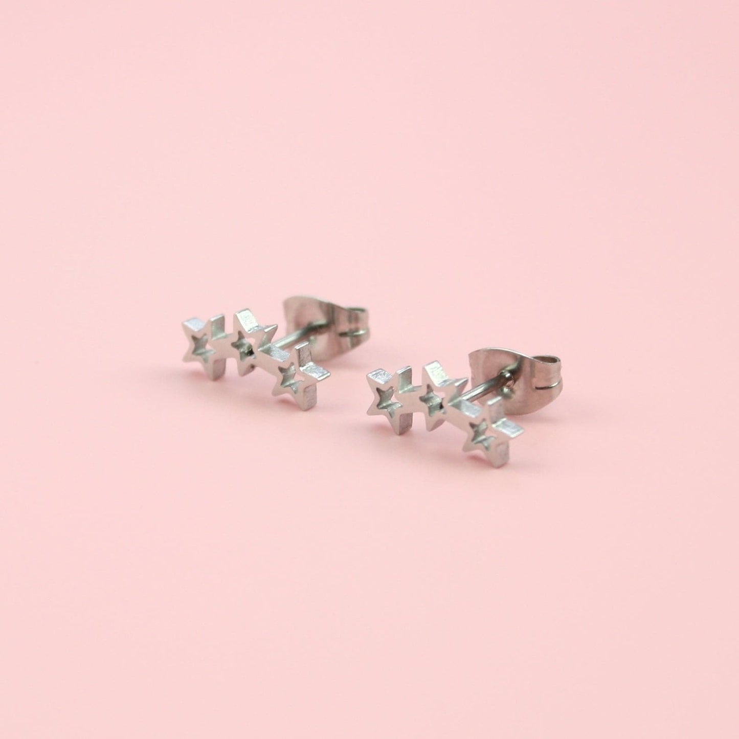 Open Triple Star Stud Earrings