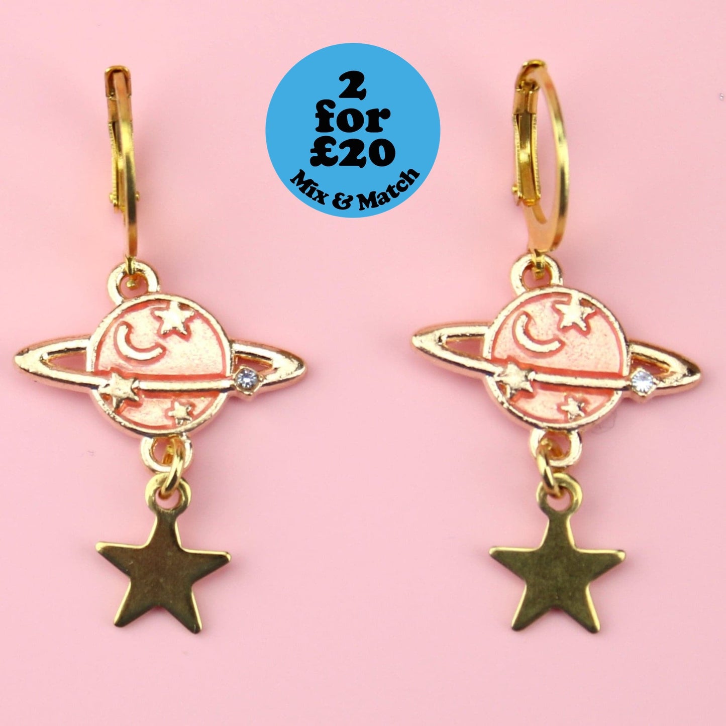 Peach Milky Way Hoop Earrings