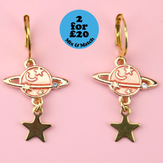 Peach Milky Way Hoop Earrings