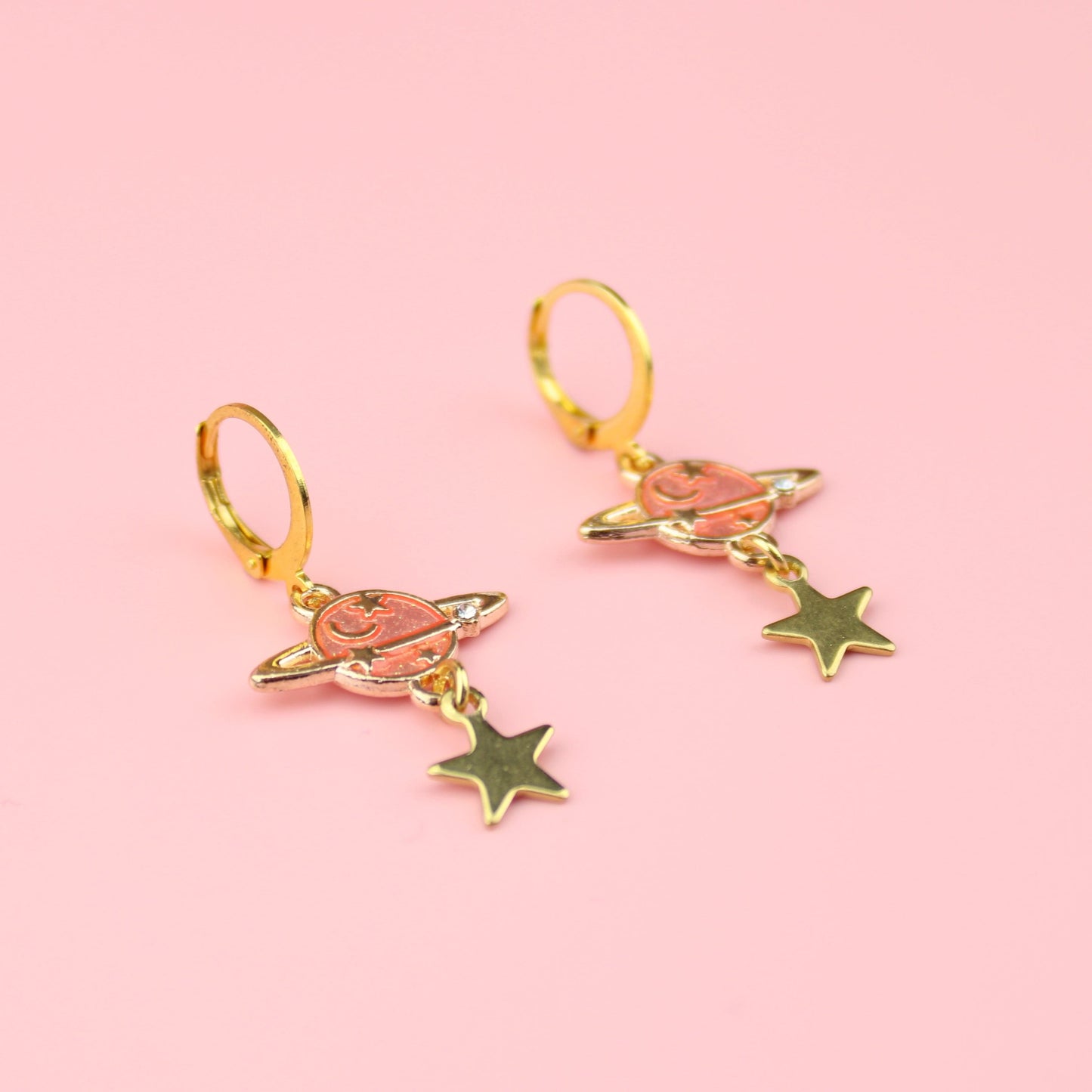 Peach Milky Way Hoop Earrings