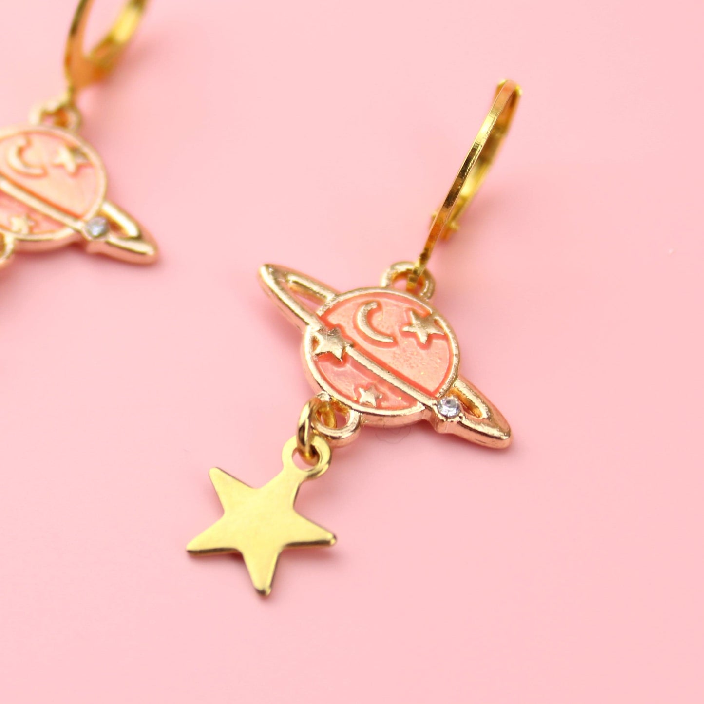 Peach Milky Way Hoop Earrings