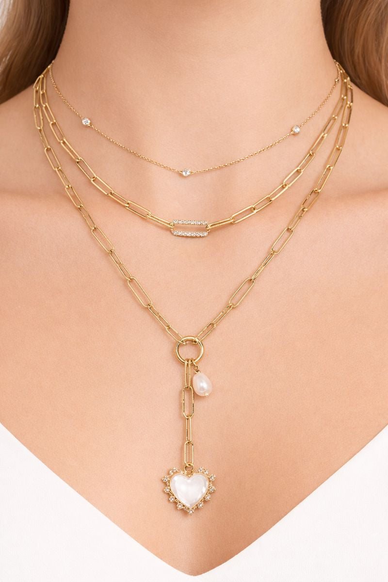 Izara Cz Rect On Open Link Necklace