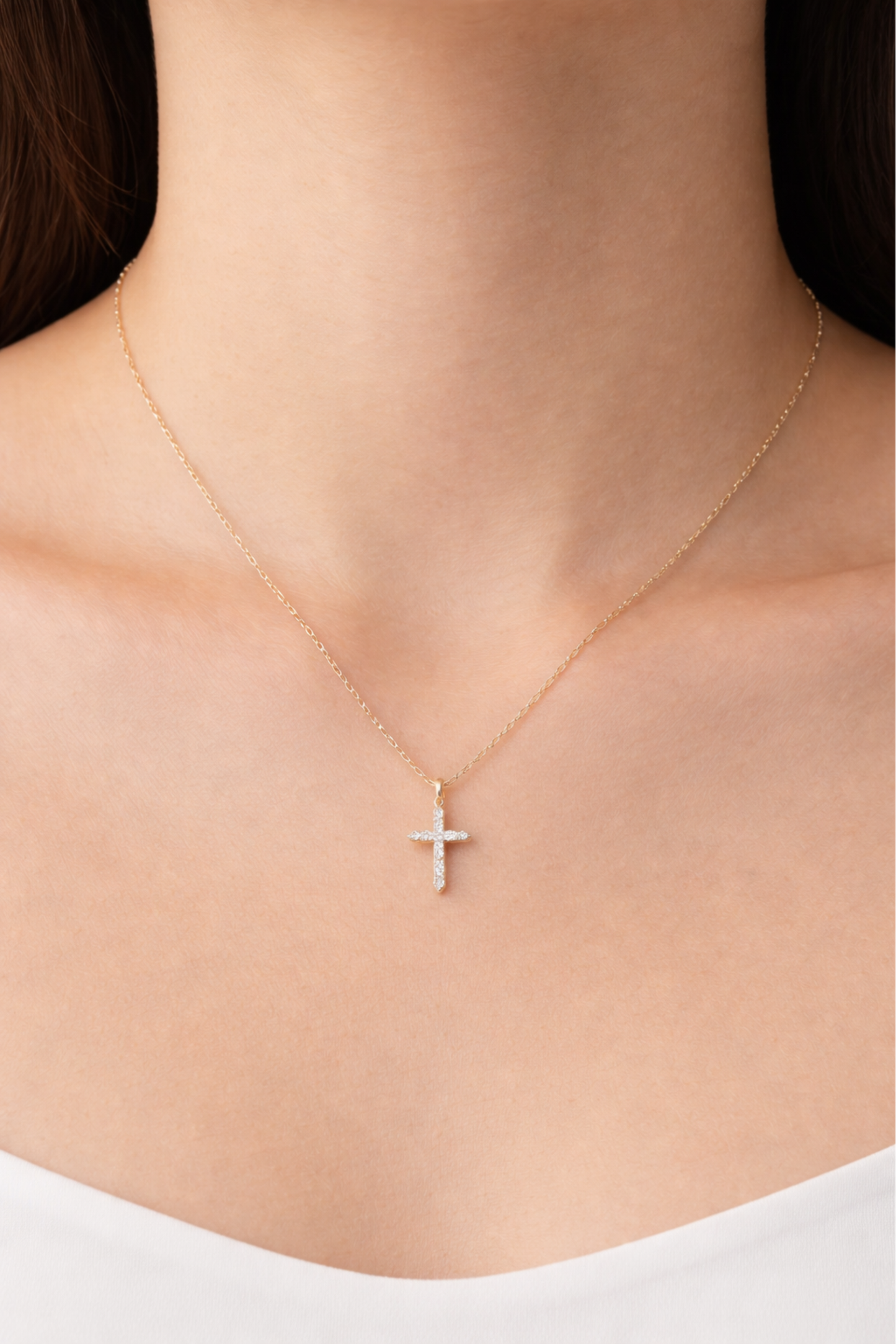 Kelsey Cz Cross Necklace
