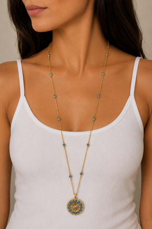 Logan 32" Bezel Chain With Pendan