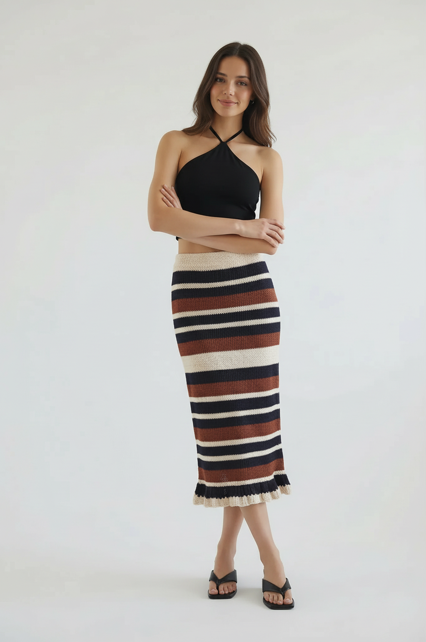 Mexi Stripe Midi Crochet Skirt