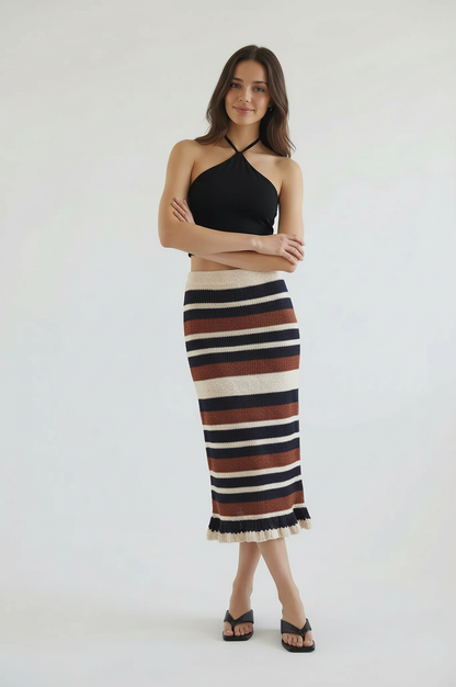 Mexi Stripe Midi Crochet Skirt