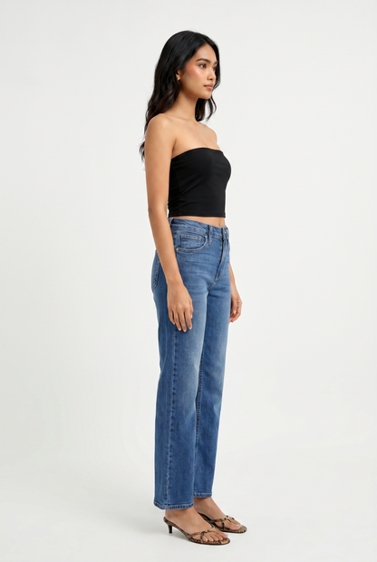 Mid Rise Slim Wide Leg