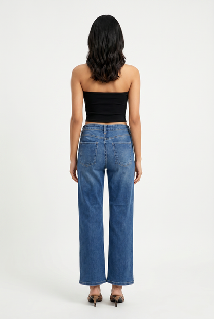 Mid Rise Slim Wide Leg