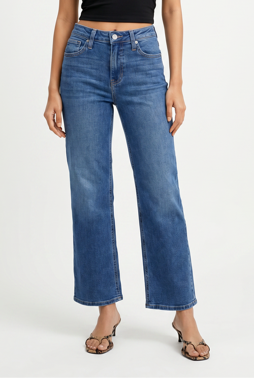 Mid Rise Slim Wide Leg