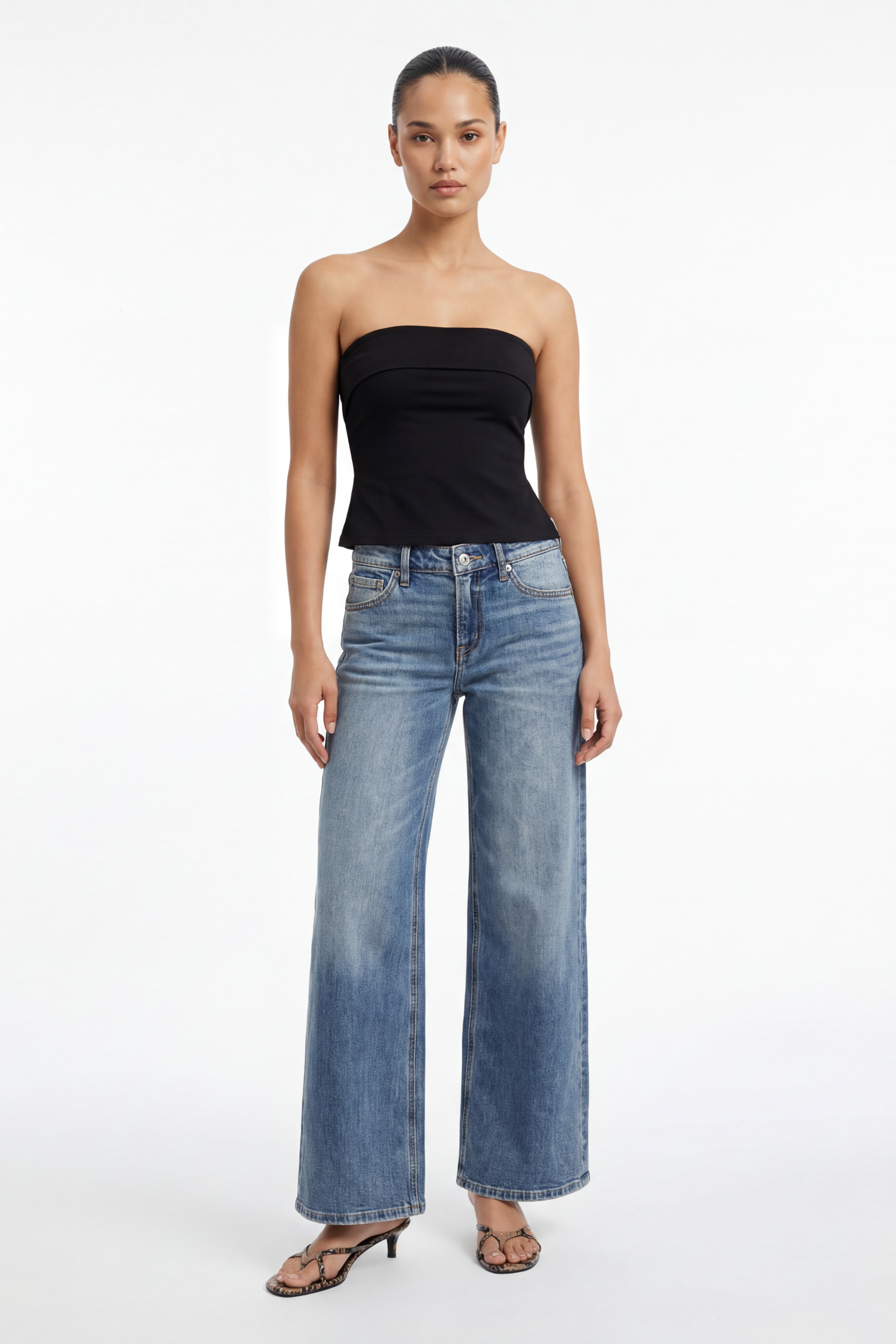 Mid Rise Wide Leg