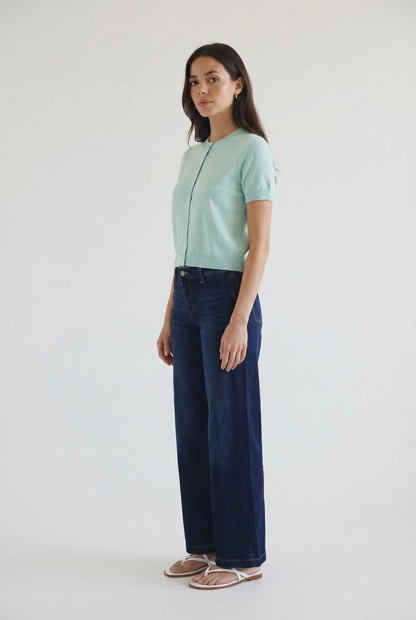 Mid Rise Wide Leg Trouser