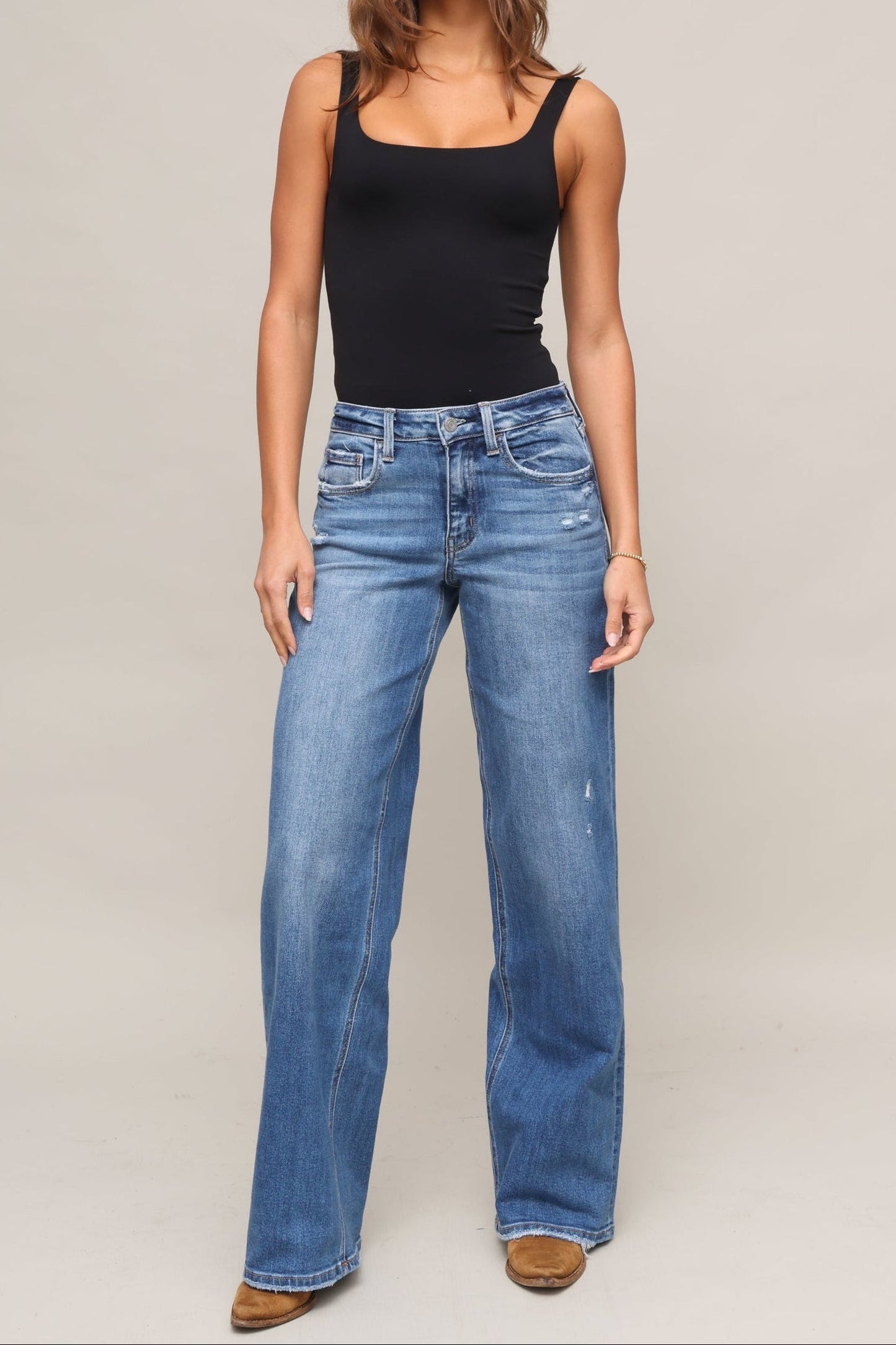 Mid Rise Wide Leg