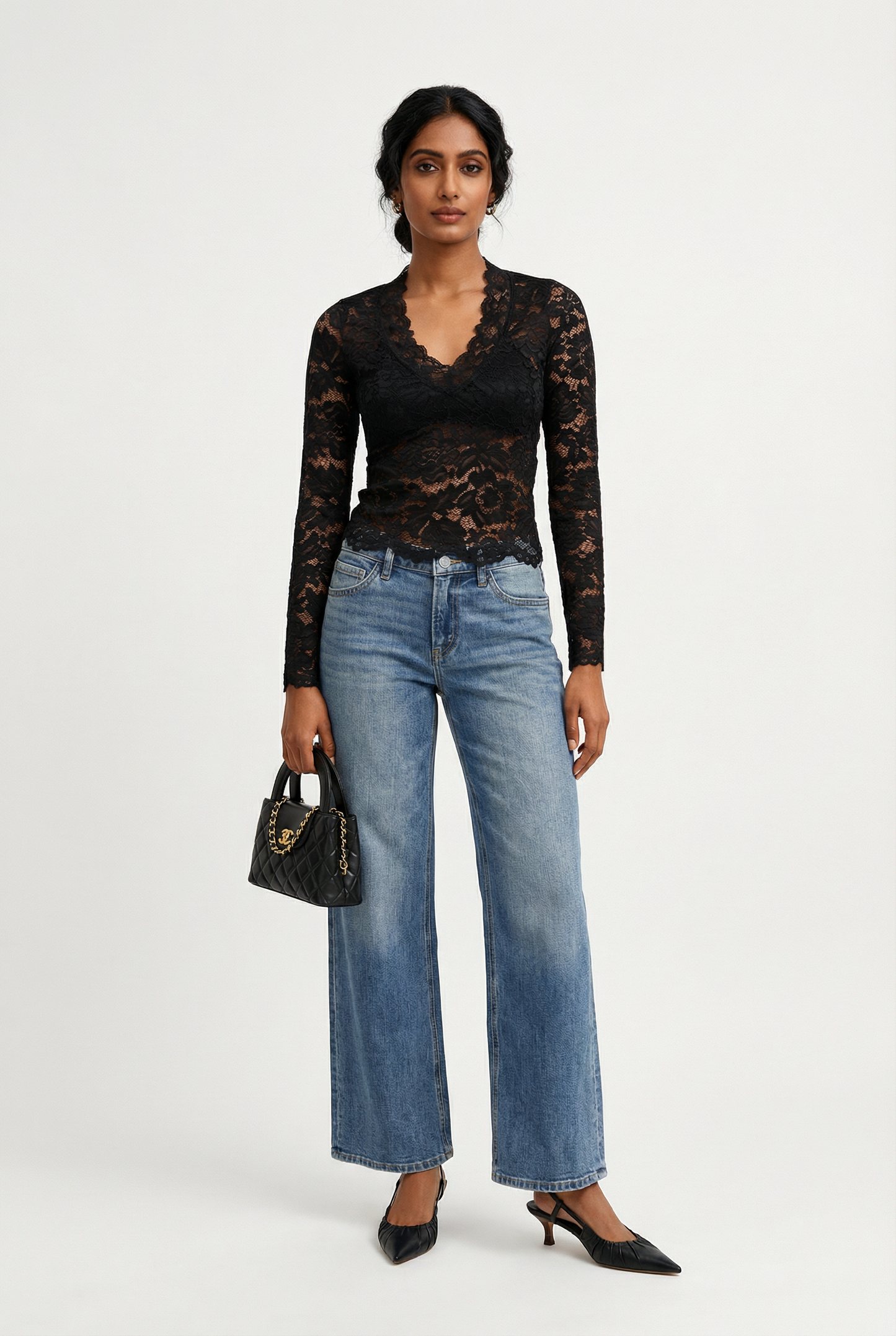 Naomi Lace V Neck Top