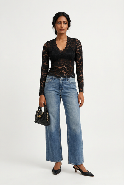 Naomi Lace V Neck Top