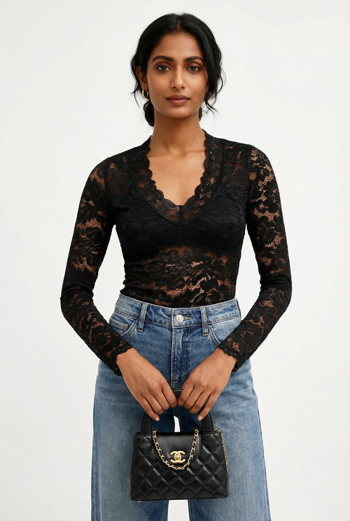 Naomi Lace V Neck Top