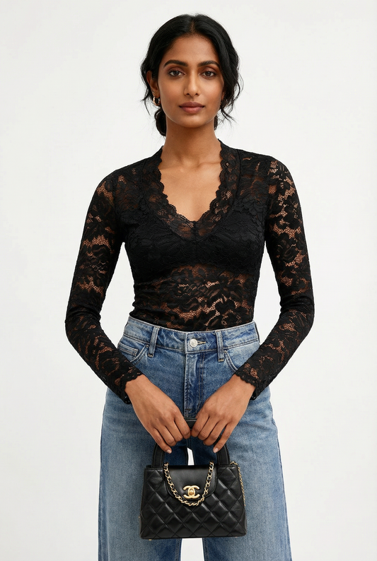 Naomi Lace V Neck Top