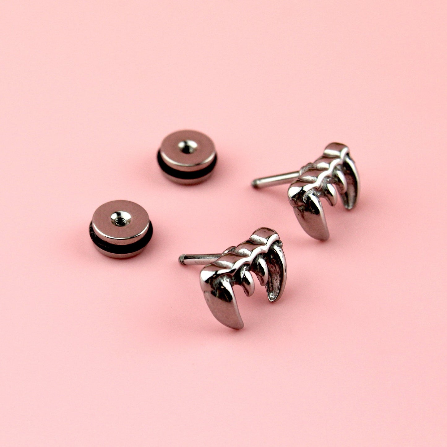 One Bite Stand Fang Stud Earrings