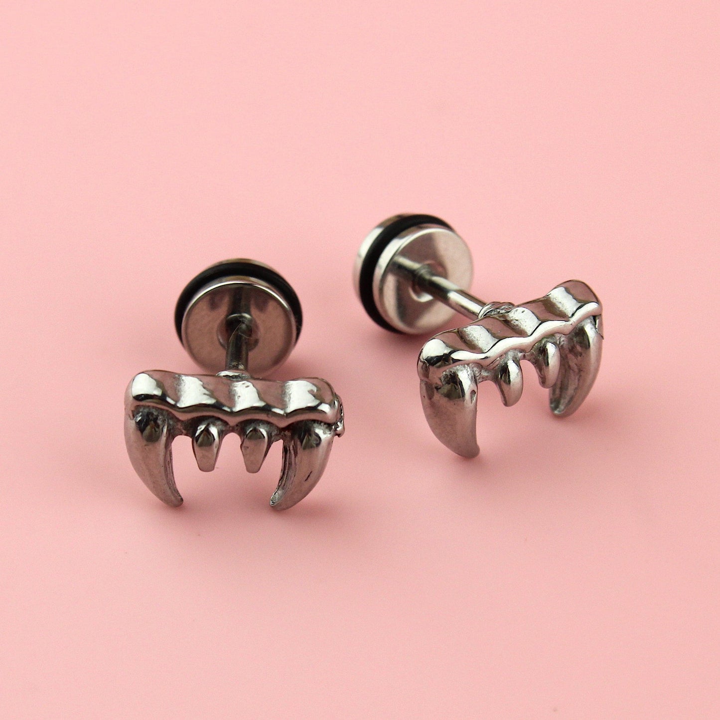One Bite Stand Fang Stud Earrings