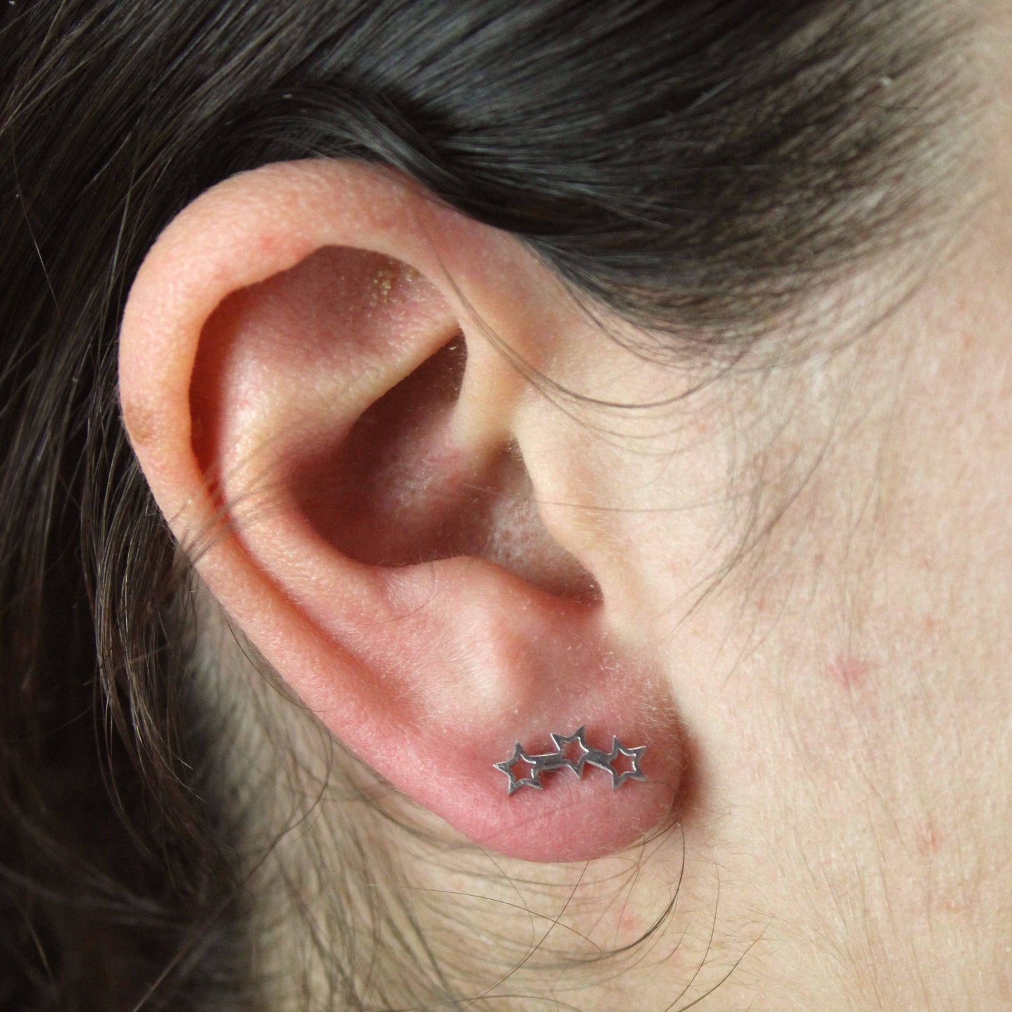 Open Triple Star Stud Earrings