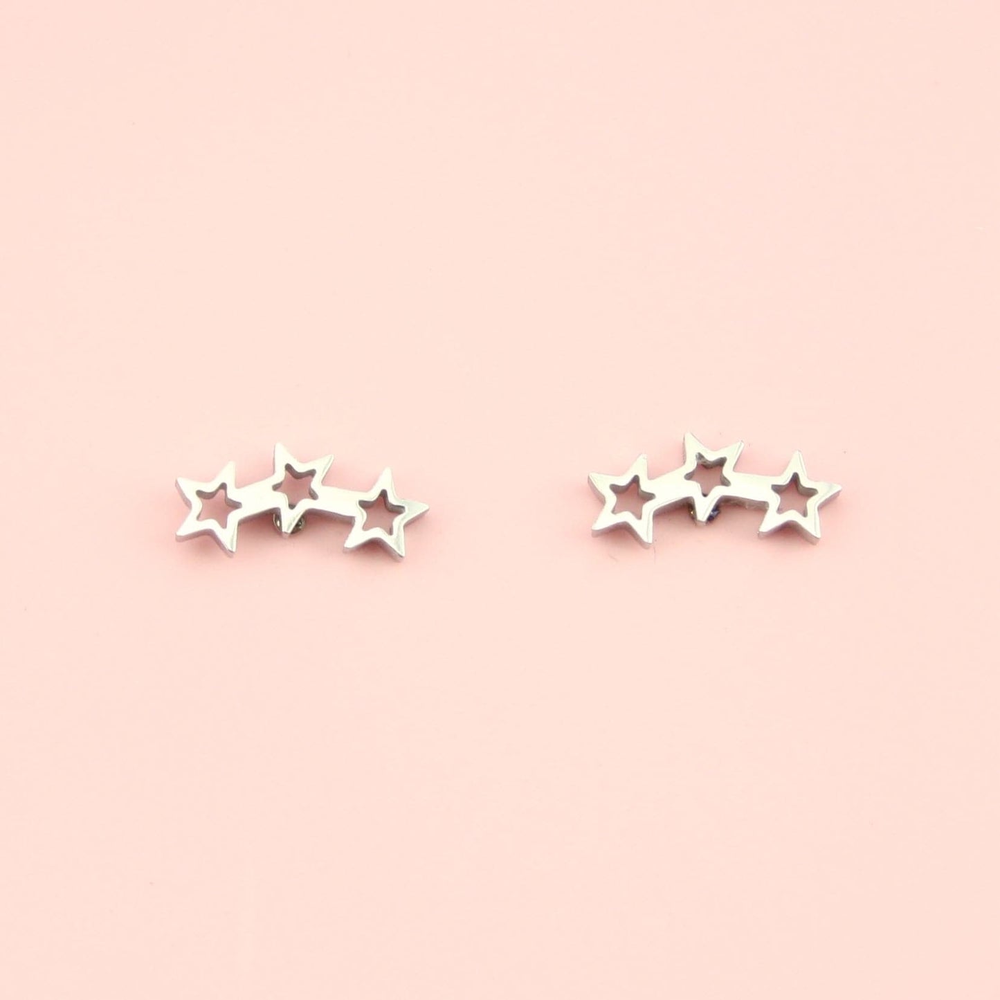 Open Triple Star Stud Earrings