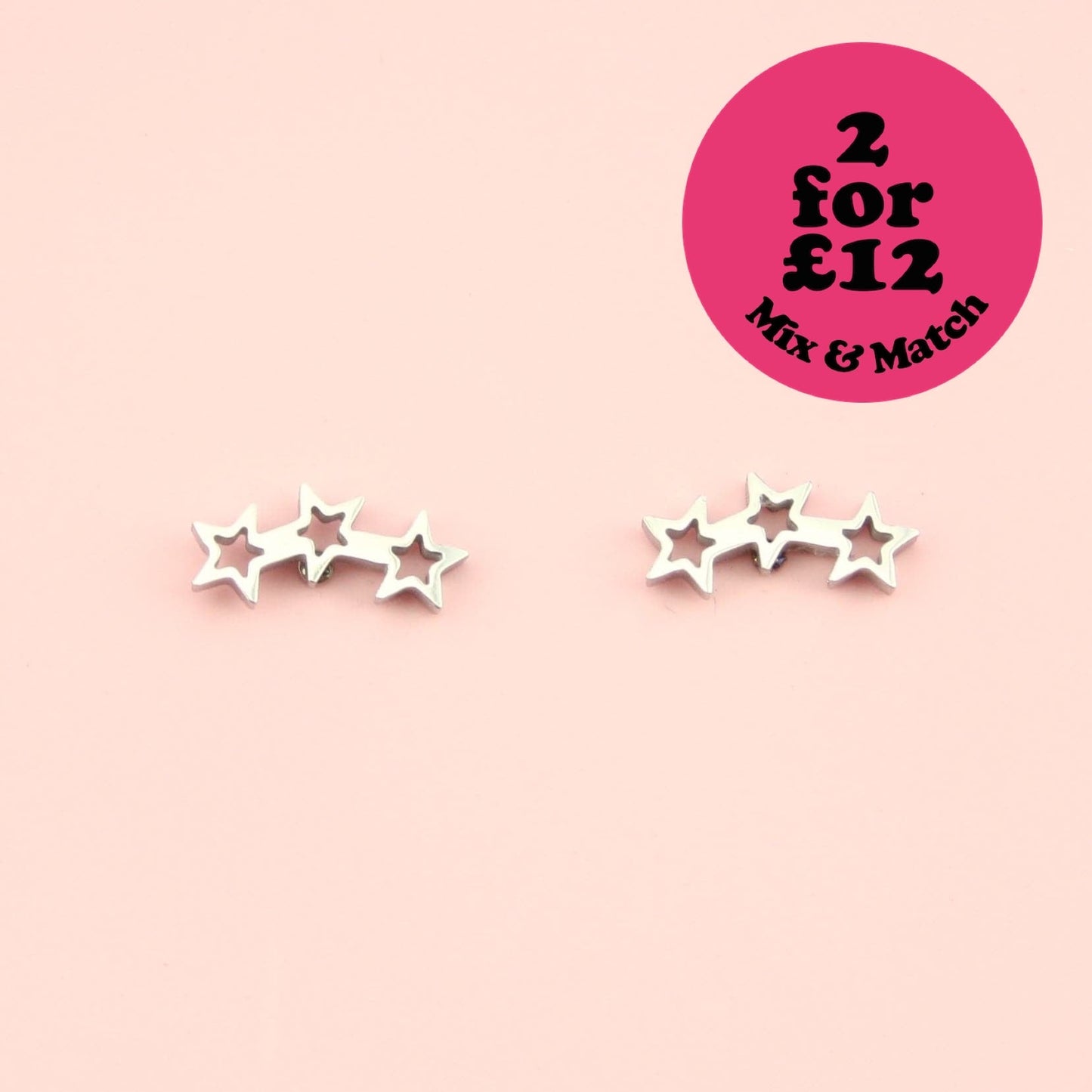 Open Triple Star Stud Earrings