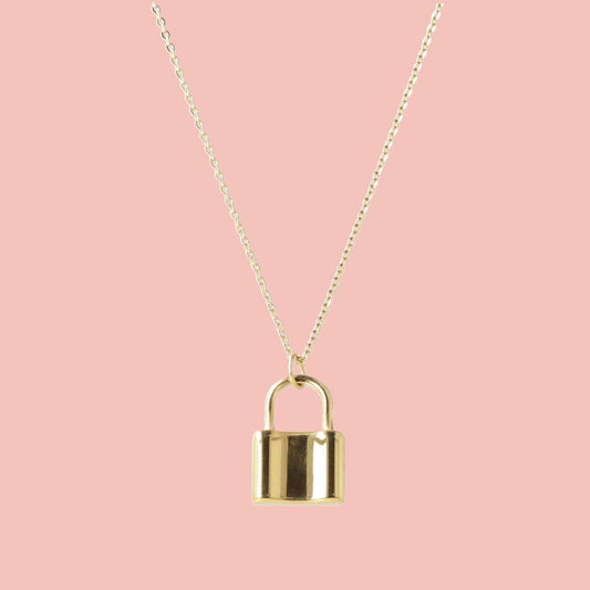 Padlock Pendant Necklace (Gold Plated)
