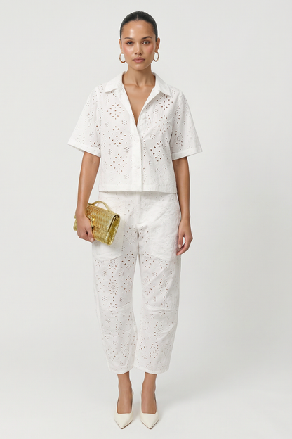 Paris Eyelet Button Down Shirt