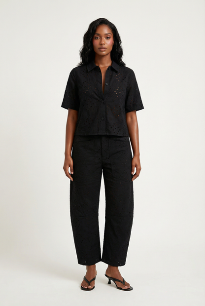Paris Eyelet Button Down Shirt
