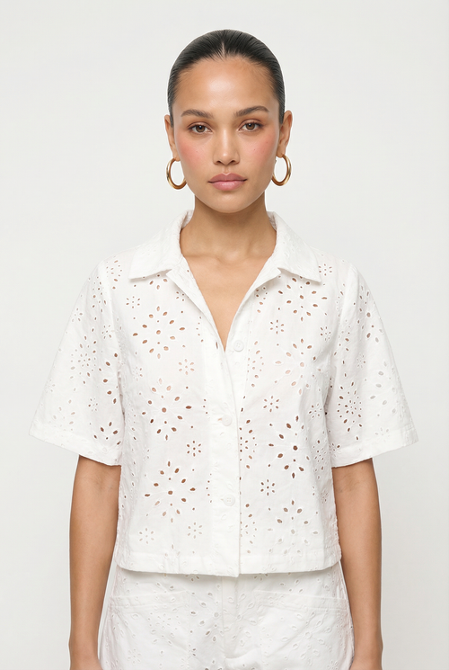 Paris Eyelet Button Down Shirt