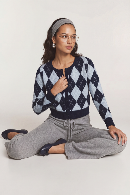Periwinter Argyle Cardigan