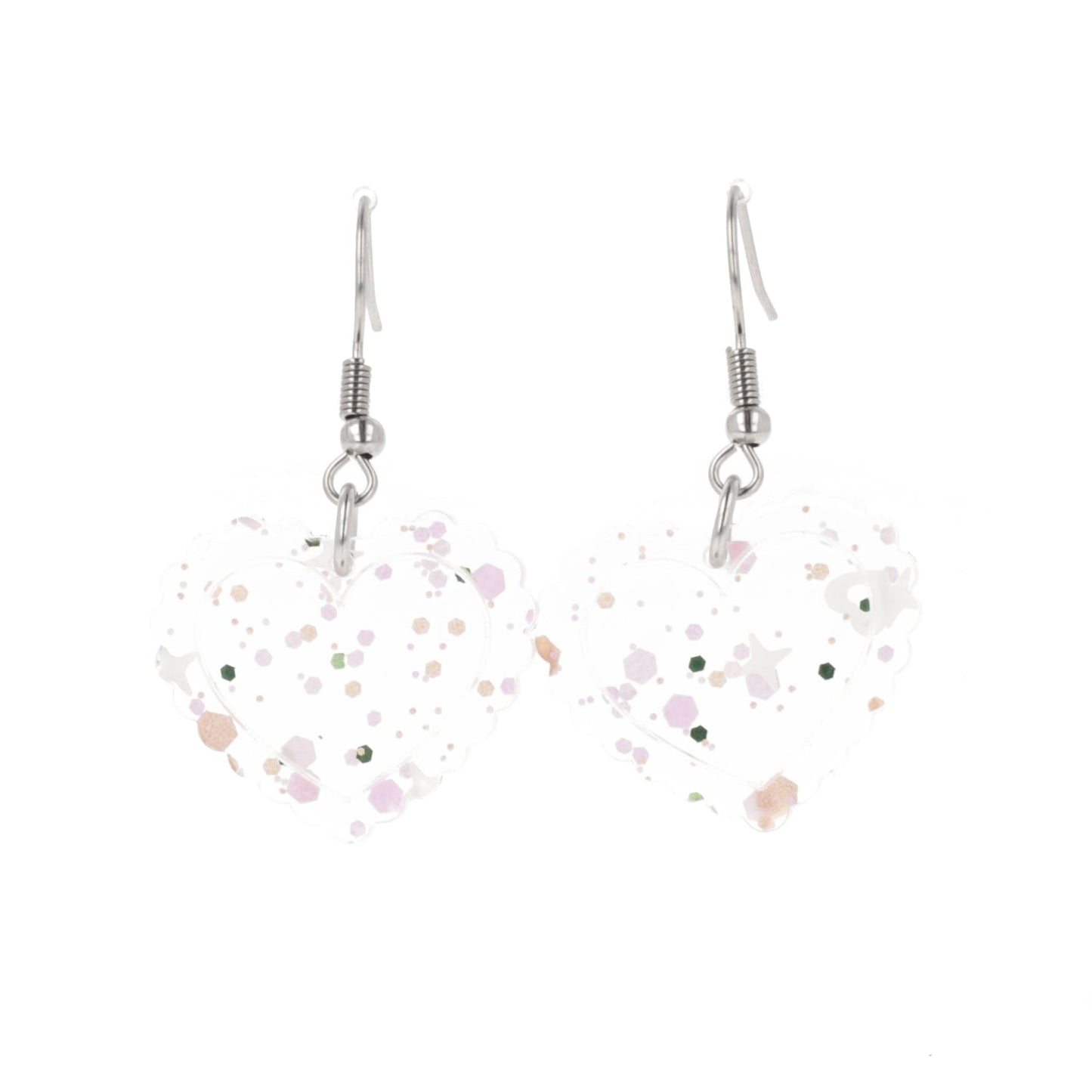 Pastel Confetti Heart Earrings