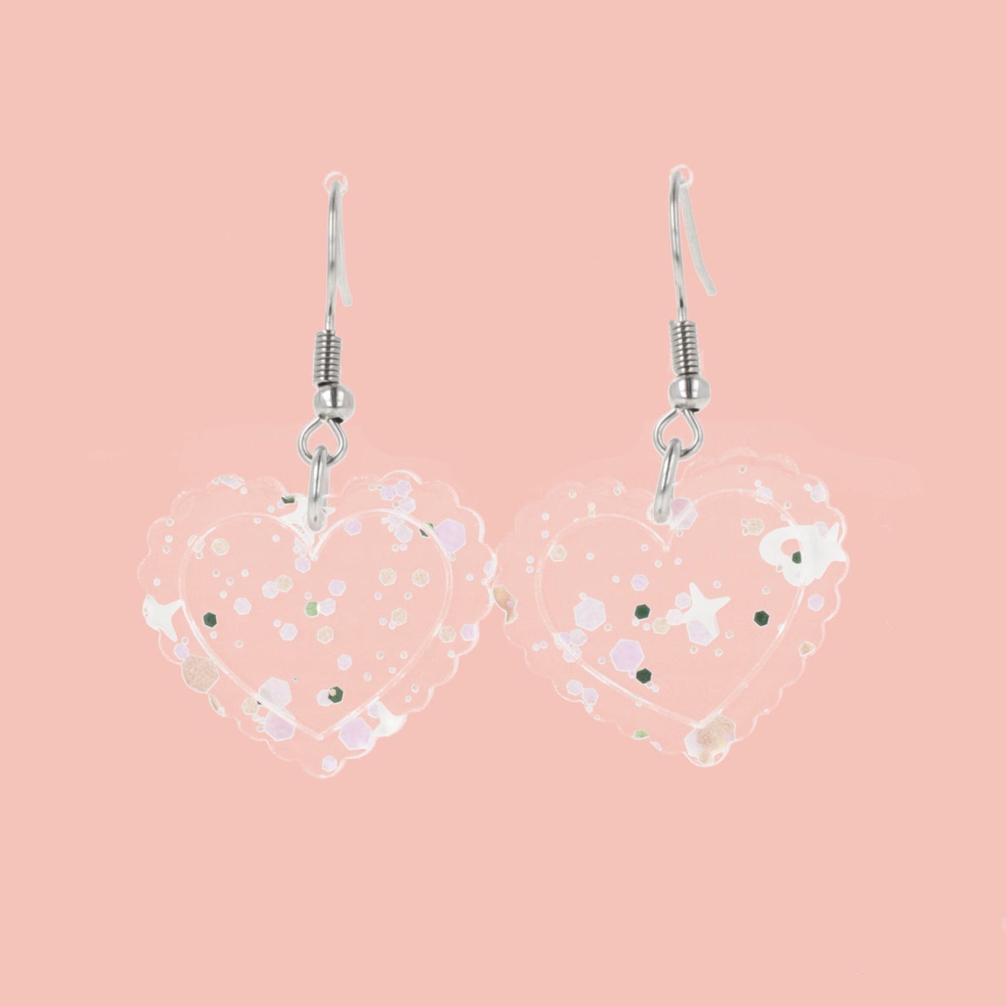 Pastel Confetti Heart Earrings