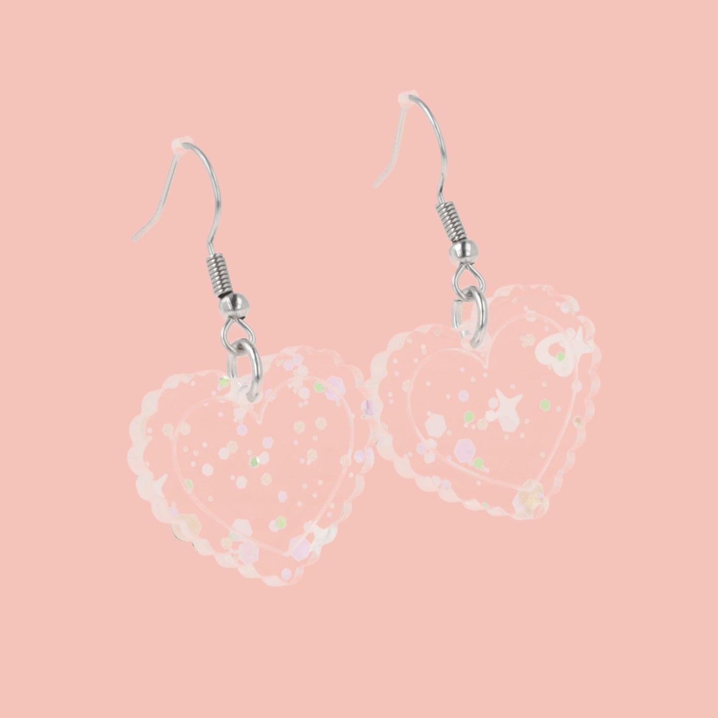 Pastel Confetti Heart Earrings