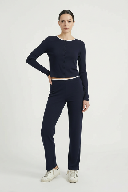 Piped Up Wide Leg Pant