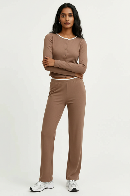 Piped Up Wide Leg Pant