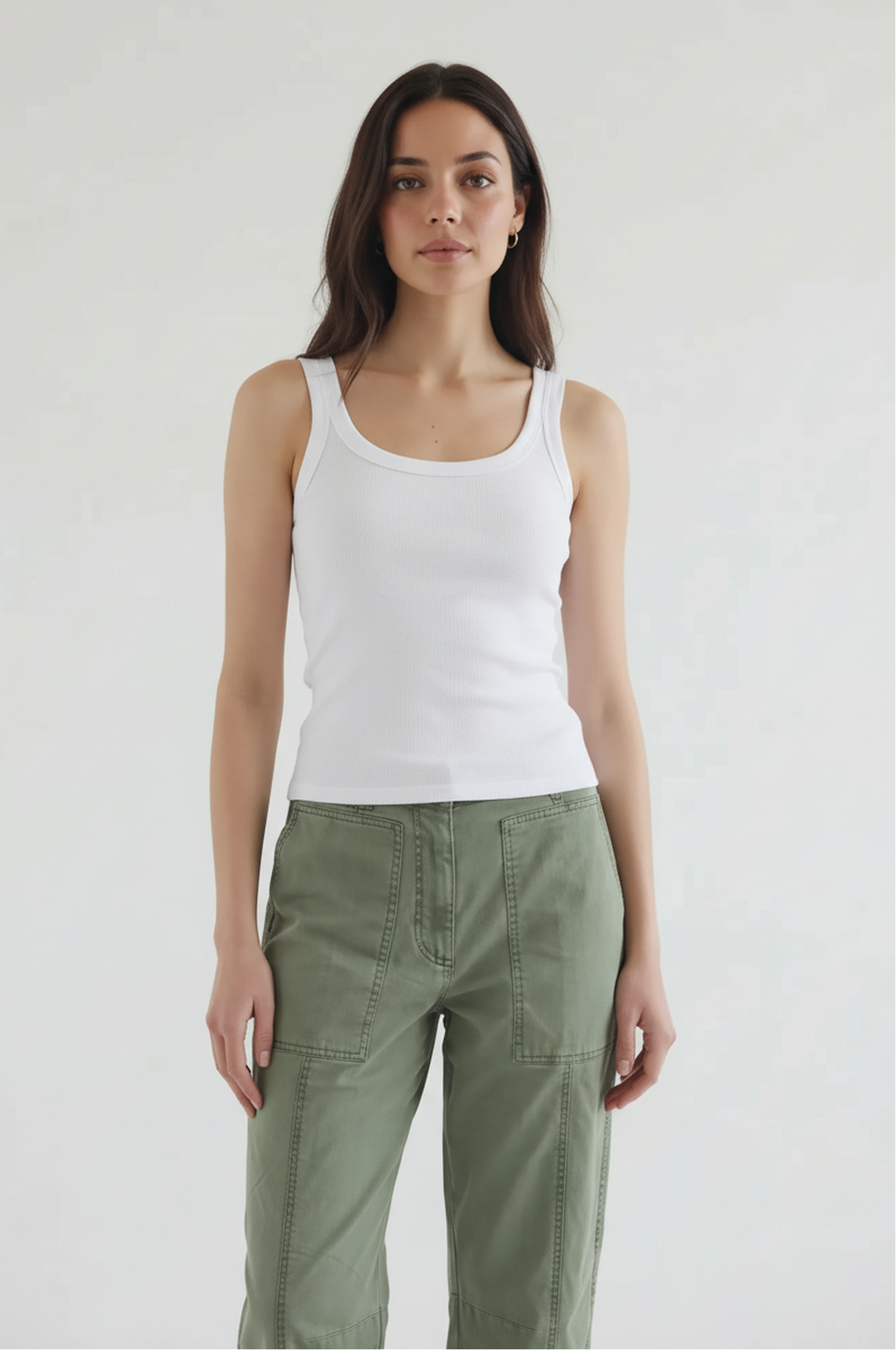 Ribbed Slim Scoop Neck Tank