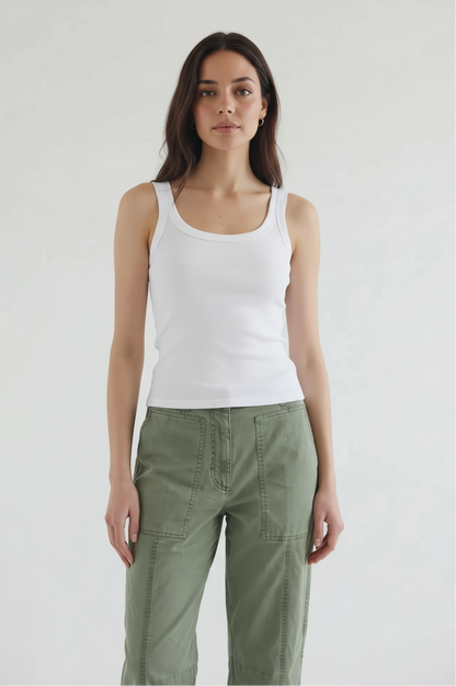 Ribbed Slim Scoop Neck Tank