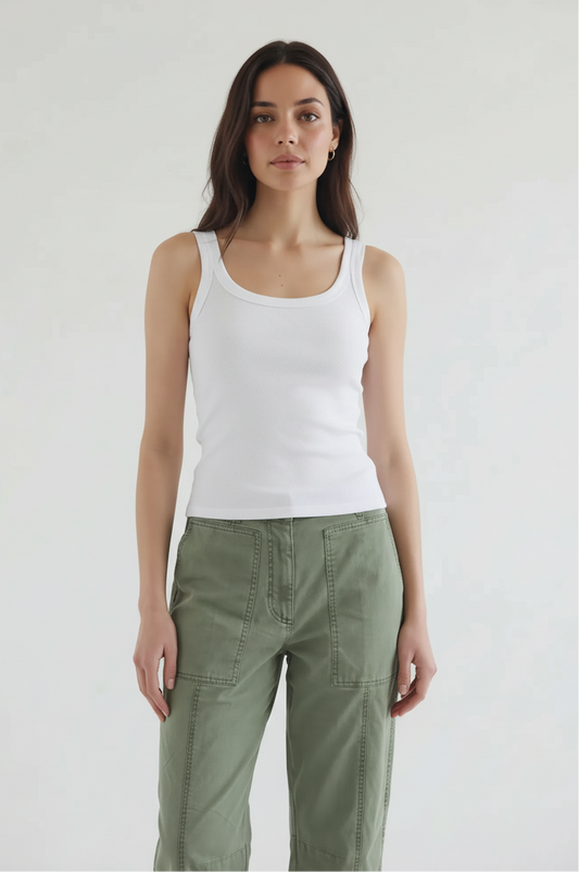 Ribbed Slim Scoop Neck Tank