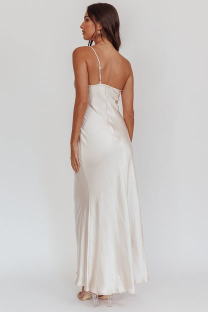 Twilight Tango One-Shoulder Maxi Dress Champagne